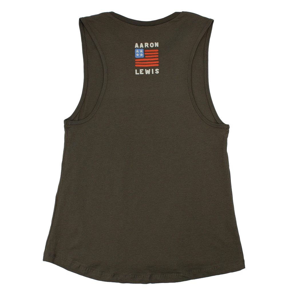 Aaron Lewis Ladies American As It Gets Tank Top (Military Green)