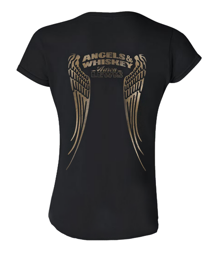 Aaron Lewis Ladies Angels and Whiskey Tee (Black)