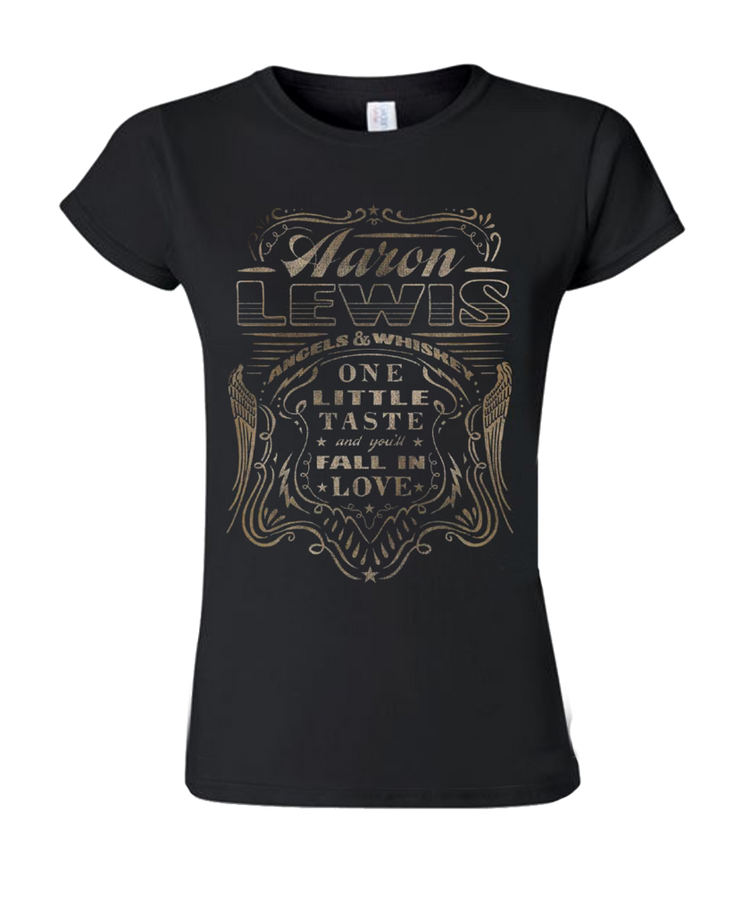 Aaron Lewis Ladies Angels and Whiskey Tee (Black)